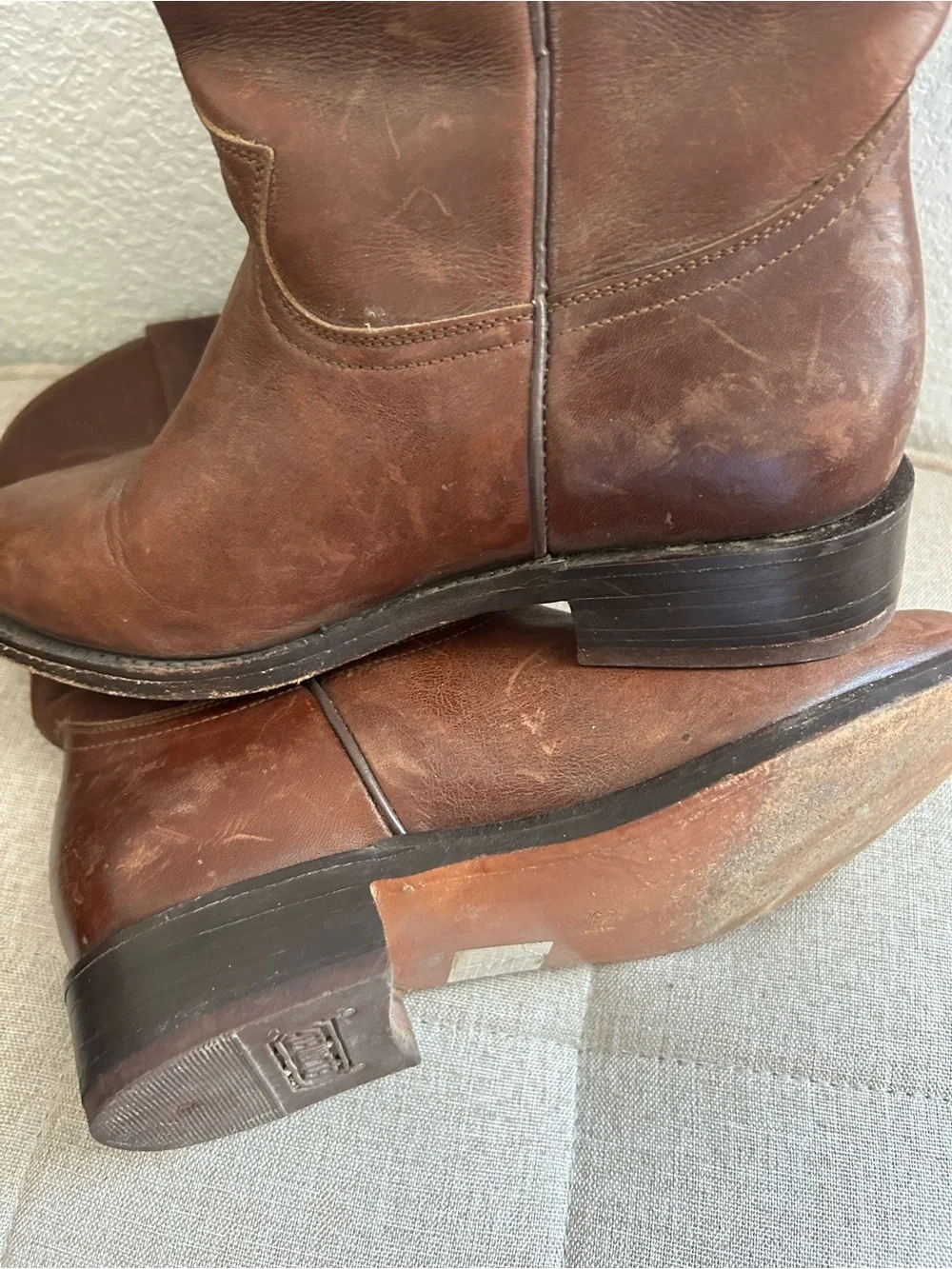 EL CANELO  Brown Kids Leather Pull-On Boots SIZE 23 1/2